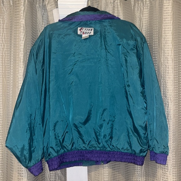RETRO XL JACKET MULTI COLORED PURPLE/ BLUEISH GREEN GOOD USED CONDITION UNISEX - Picture 9 of 9